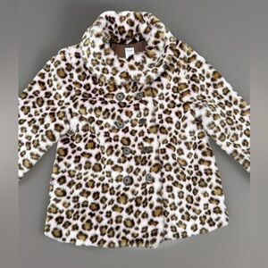Gymboree Leopard Print Faux Fur Coat Jacket Girls size M (7-8)